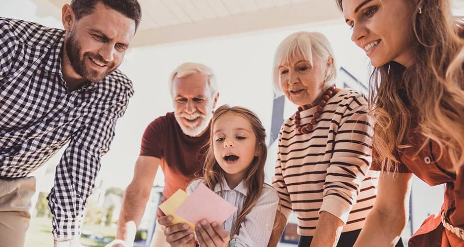 Girl taking family notes